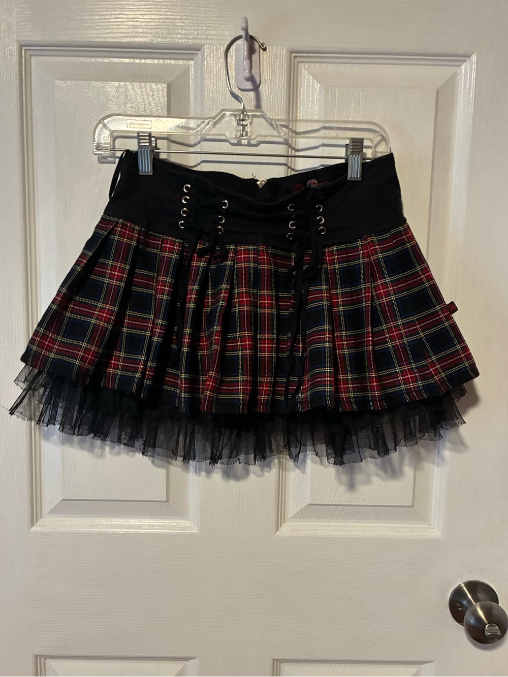 Royal Bones mini  Skirt Plaid small Pleated BlackRed Schoolgirl Emo Punk